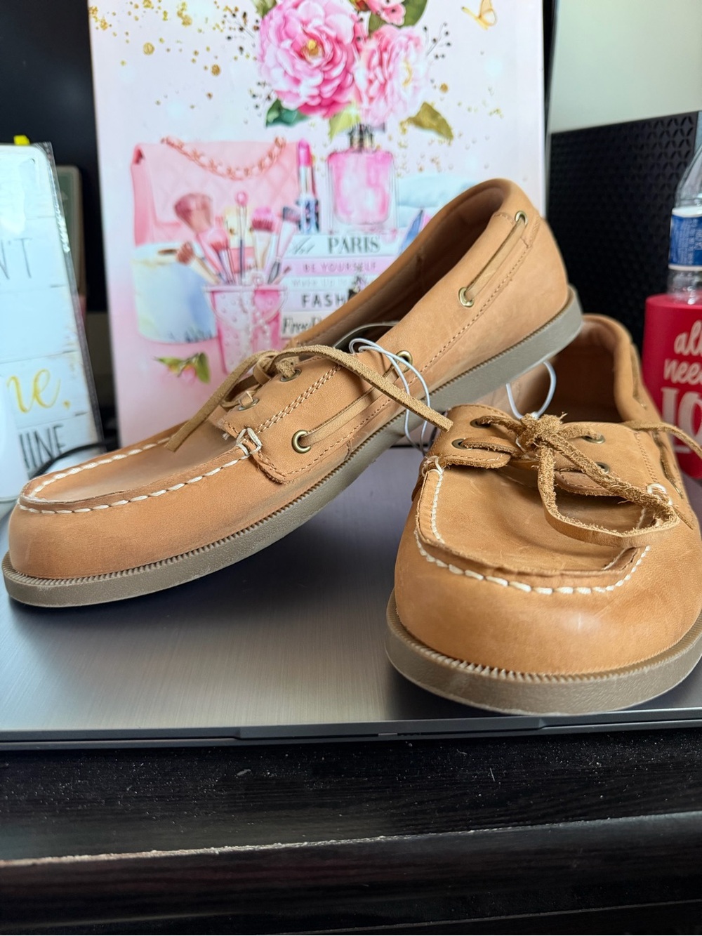 Goodfellow & Co Tan Leather Moccasin Loafers with Rawhide Laces